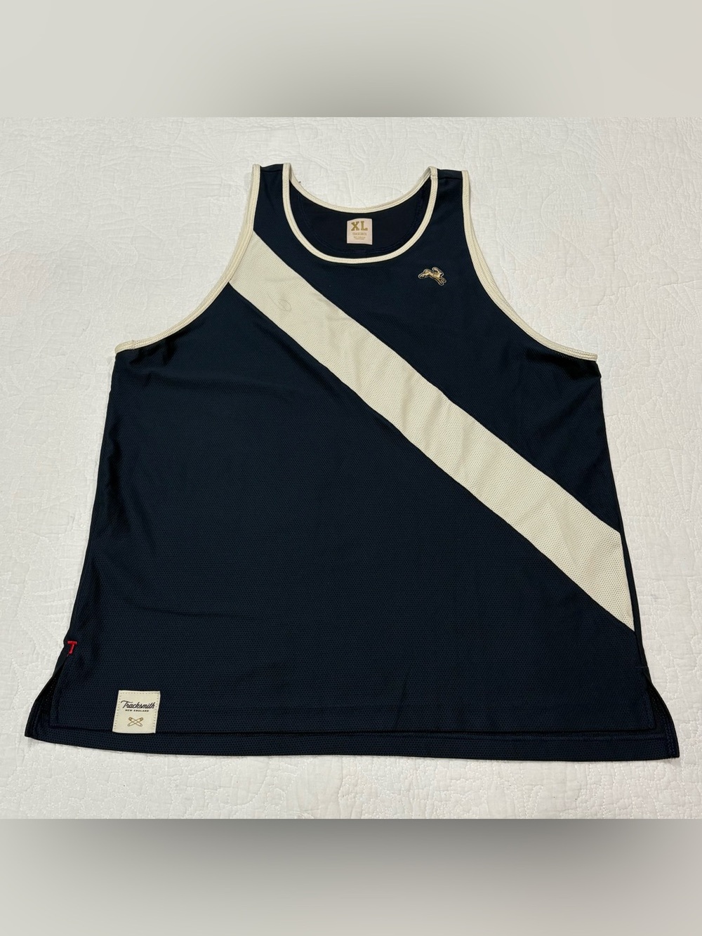 Tracksmith Tank Top Womens XLarge Blue Van Cortlandt Singlet Mesh Stripe Running